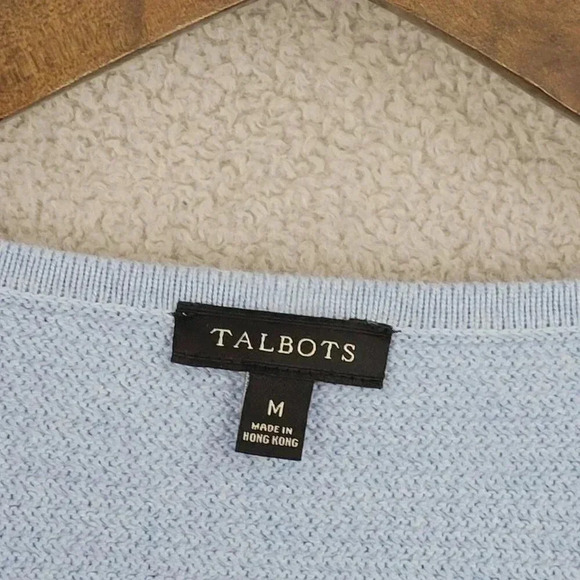 Talbots Light Blue Open Cardigan Sweater Coat M Cotton/Nylon Blend  5CT - Picture 4 of 8